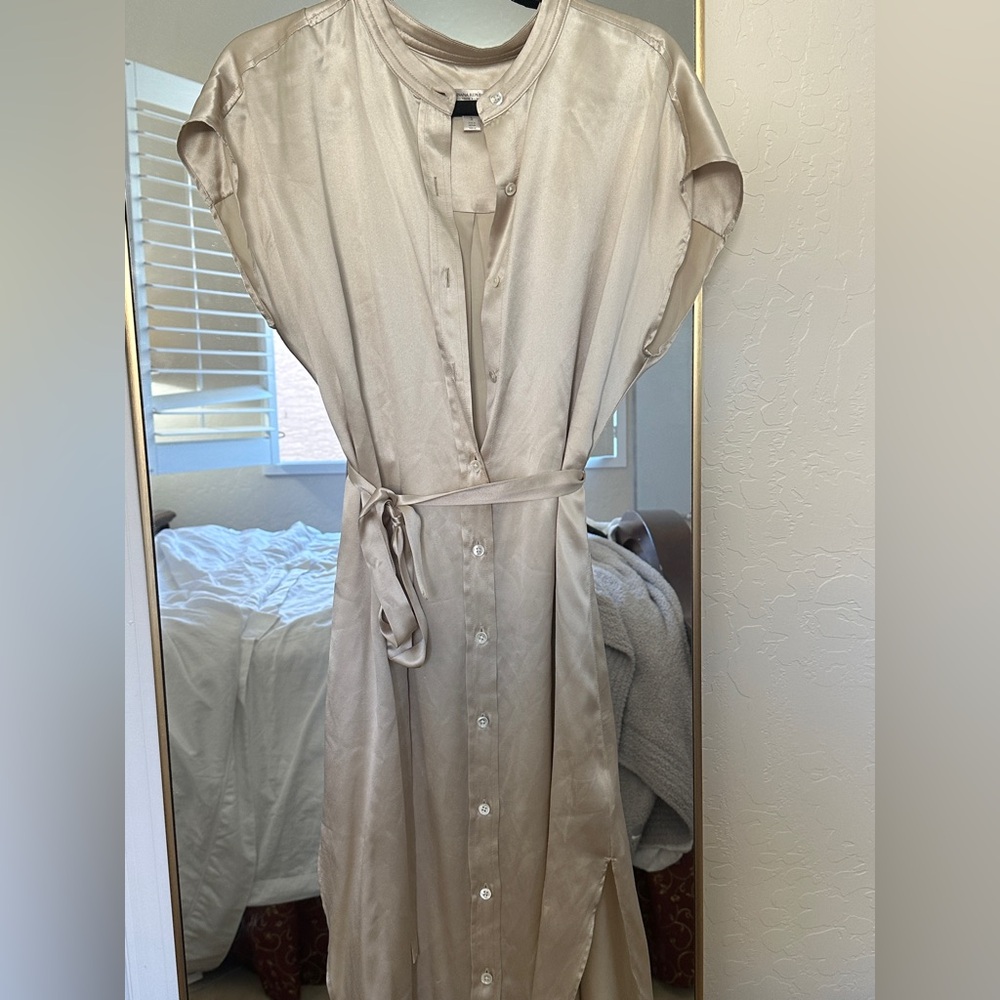 Banana Republic Cream Satin Midi Dress